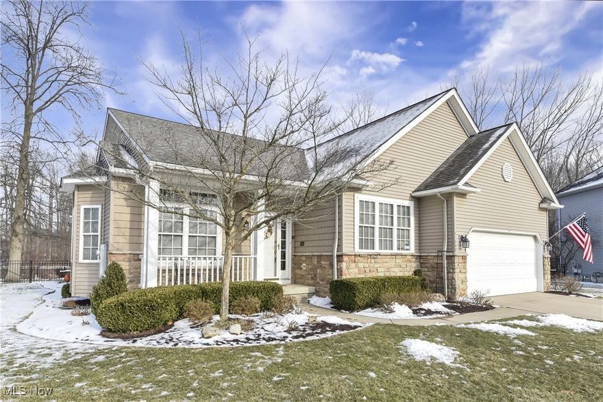 You will love coming home to this charming, three bedroom/three full bathroom Ranch nestled in the highly sought after Bridgeside Subdivision. You can enjoy beautiful views of a water retention pond from inside the house or your large patio and fenced-in backyard. There are stunning hardwood floors throughout the main floor. A large, eat-in kitchen features cherry maple cabinets and a center island for additional food prep and entertaining space. There is a cozy sunroom to enjoy your morning coffee while you overlook the pond. The formal dining area features a bump out. The great room will take your breath away with its tall ceilings and more views of the pond as you sit by the gas fireplace. There is a huge first floor master bedroom with a seating area and an additional room that can be used as a nursery or art room. Spacious master bathroom has double sinks, and a separate shower and tub. This home has two offices - one on the main floor near the front door and one on the lower level. Schedule your showing fast - this rare
opportunity is sure to not last long!