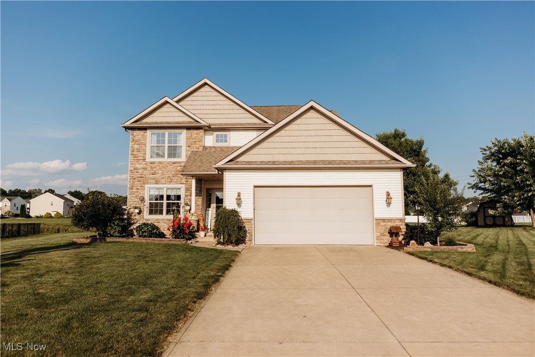 Welcome to this stunning custom-built Vega home nestled on a quiet cul-de-sac in the desirable Knights Crossing neighborhood of Massillon. Boasting 3 bedrooms, 2.5 bathrooms, and 2246 sq ft of beautiful, designed living space, this home offers comfort, style, and functionality in one perfect package. Step inside to discover an inviting open floor plan highlighted by rich hardwood floors, elegant granite countertops, and thoughtful upgrades throughout. The spacious kitchen flows seamlessly into the dining and living areas. Ideal for entertaining and everyday living. The owner's suite features a private bath and generous closet space, providing the perfect retreat at the end of the day. Enjoy outdoor living in the large backyard with a back patio perfect for grilling, gatherings, or simply relaxing. Additional highlights included roughed in plumbing in the basement for future expansion and an attached garage. Located in the highly rated Perry Local School District, this home combines quality construction, modern amenities, and a fantastic location. Don't miss your opportunity to own this expectational home.