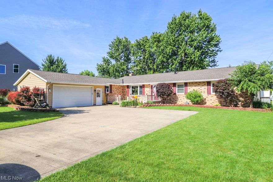 Welcome home to 3122 Moon Rd Avon OH. This super sharp ranch boasts just over 2280 sq ft of first floor living. Many items updated/upgraded over the last 15 years. The totally open floor plan includes a welcoming foyer, formal dining room, eat in kitchen, expanded great room w/wood burning firelplace, first floor laundry room, master suite w/master bath and a slider out to your open private deck w/hot tub, 3 additional bedrooms, a main bath those bedrooms share and a powder room. The full basement is home to the major mechanicals and has updated glass block windows. Step outdoors thru one of the many sliders to a stamped concrete patio and walkway to the 30x24 insulated outbuilding w/dual doors. The entire yard, just over 3/4 of an acre is completely fenced(white pvc privacy height), has beautiful mature landscape and a shed that is perfect for additional outdoor storage or a really cool playhouse.  Minutes to either the 611 or 254 I 90 interchange.  Minutes to Avon High School or Avon