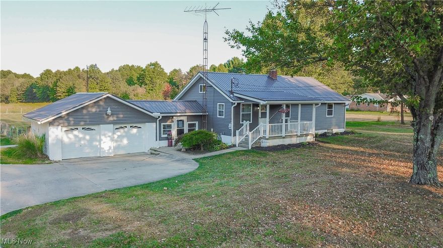 Welcome to this charming 2-bedroom, 2-bathroom home set on 15.86 peaceful acres—ideal for privacy, play, and hunting. A welcoming front porch leads into a comfortable living room that flows into the kitchen; just off the kitchen is a full bath, while the opposite side of the home hosts two bedrooms and another full bath. Upstairs, a versatile bonus room offers flex space for an office, hobby room, or guest loft. Outdoor living shines with a fenced in backyard, concrete patio (2022) anchored by a canopy and a backyard fire pit—perfect for morning sunrises and cozy evenings under the stars. Thoughtful upgrades include reverse osmosis water at the kitchen sink, a 2020 water softener, fresh interior paint throughout (2025), a refreshed front bathroom with new flooring, vanity, and toilet, a newer kitchen floor, and a living room floor updated about six years ago. Major improvements add peace of mind: new siding and windows (May 2023), a roof approximately three years old, a water heater about four years old, and an electric panel updated roughly six years ago. A rare blend of acreage, comfort, and move-in readiness—come make it yours.