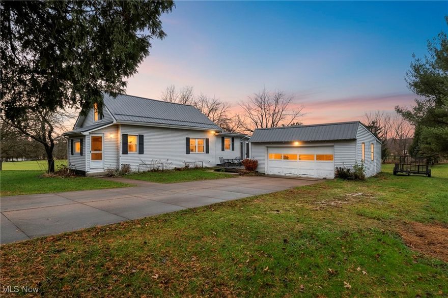 Green Local Schools!!!!!!!!Adorable Cape Cod on almost an acre that is ready to move in now! Recently updated in January 2024 with new flooring and carpeting throughout the house. Beautiful laminate floors, with its spacious kitchen with plenty of cabinets, ample counter space & dining nooks, a first-floor bedroom and full bathroom with newer remodeled ceramic tile shower. Additional 2 Bedrooms upstairs that could also be used for an office or bonus room. Hard to find 3 bed 1 full bath on an approximate 1-acre lot in the city of Green. This beautiful home has a very quiet country setting for you to enjoy your own space and privacy off the back enclosed porch and its oversized windows. Unfinished walkout basement with lots of potential completes this home for more space and storage capabilities. Detached 2 car garage, with an additional bonus room off the garage and shed are great additions to the use of the property. Newer metal roof,  and plenty of breaker space available in electrical panel. Great for commuting to Akron, Canton, or Cleveland. Minutes to nearby restaurants, shopping, schools and more! Do not pass up an opportunity to make this house your home.