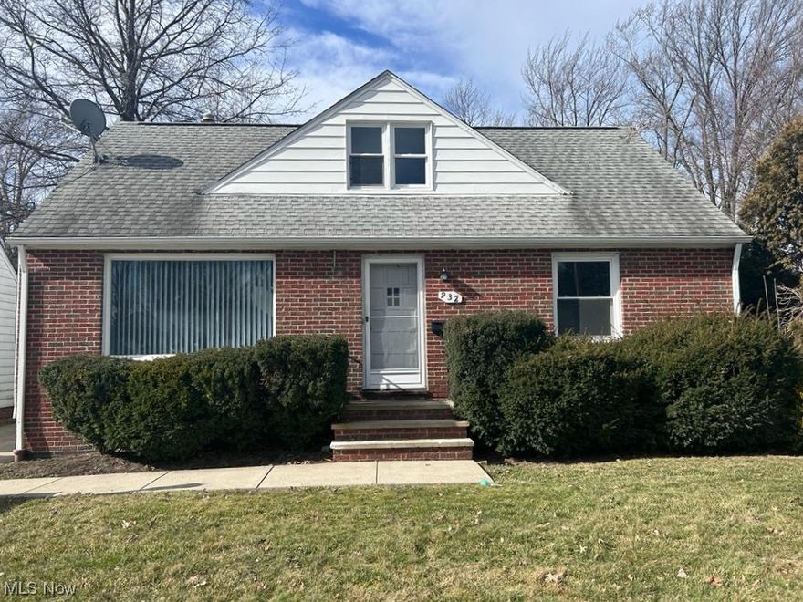 3 bedroom 1.5 bath house in the heart of South Euclid! This his homey cape cod features a roomy living room with large windows - plenty of sunlight! The kitchen comes with plenty of cabinet space and includes pre-installed appliances! 2 bedrooms - including the master bedroom - and 1 full bathroom on the main floor! 3rd bedroom on upper level! Basement features a half bathroom, an additional shower, and a large multi-use space. Washer and dryer are also included! The home is located close to parks and shopping on Mayfield Rd! Make this your new home today!