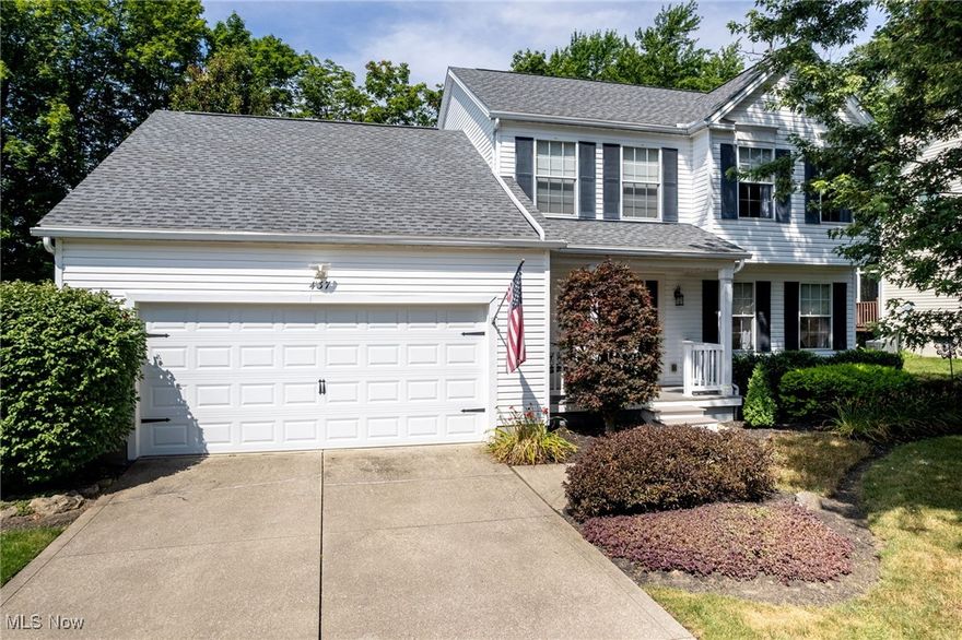 Tucked away on a peaceful cul-de-sac in the desirable Wintergreen neighborhood, this charming Colonial boasts 3 spacious bedrooms, 2.5 baths, and over 1,800 square feet of beautifully maintained living space! Step inside, from the covered front porch, to discover gleaming hardwood floors, a warm and inviting family room with a gas fireplace, and a bright open layout flowing seamlessly into a dining area and granite kitchen with breakfast bar. A cozy den, or home office, a half bath and laundry room with utility sink round out the first floor. Upstairs, the primary suite delights with a walk-in closet and en-suite bath, while two additional bedrooms and a guest bath provide comfort and flexibility. Enjoy hosting weekend gatherings on the back deck overlooking a lush and private backyard. The full basement is ready for your vision—storage, a home gym, or future finishing! Located in the Wadsworth City School District and set on a .22 acre lot just minutes from parks, schools, YMCA and shopping, this home offers all of the conveniences! HVAC - 2012, Roof - 2017.