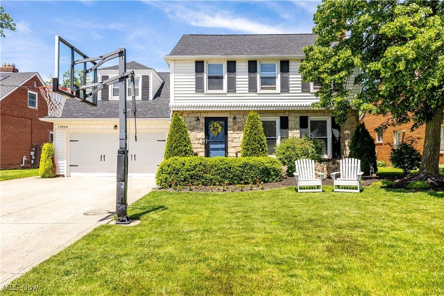This beautifully updated 5-bedroom, 3 full bath Colonial offers a rare blend of space, comfort, and thoughtful design. The open-concept layout includes a spacious first-floor bedroom with an adjacent full bath — ideal for guests, extended stays, or those seeking the ease of one-floor living. The kitchen is a standout with ceramic tile flooring, granite countertops, recessed lighting, stainless steel appliances, and an upgraded gas stove featuring a built-in air fryer. The adjacent sunroom is flooded with natural light and includes ceiling fans and sliding glass doors that open to a stamped concrete patio — perfect for relaxing or entertaining in any season. The living and dining rooms feature rich hardwood floors, while the living room also includes a wood-burning fireplace and custom built-ins for both storage and display. Upstairs, you'll find four oversized bedrooms, each with ceiling fans and comfortable carpeting. The primary suite offers a spa-like retreat with a large soaking tub, walk-in shower, dual-sink vanity, ceramic tile, and a stunning walk-in closet.  The finished lower level adds even more living space with a bright, open layout and a large utility room for laundry and storage. The attached garage is equipped with durable Polyaspartic flooring, built-in cabinetry, and a 240-volt outlet for electric vehicle charging. Additional highlights include a new roof (2024), a custom-built shed (2025), Nest smoke/carbon monoxide detectors, Ring doorbell, motion-activated security lighting and an extra wide driveway.  Set in a welcoming neighborhood with nearby parks, schools, and local conveniences, this home offers both comfort and flexibility to suit a wide range of lifestyles.