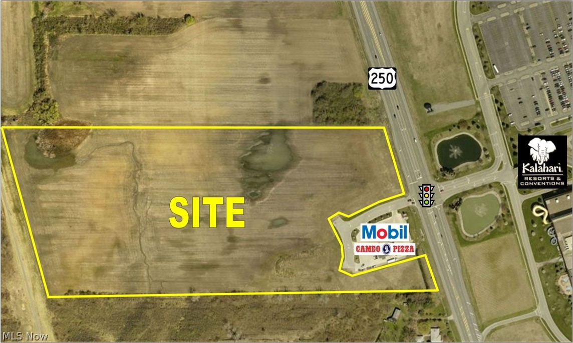 Development sites up to 28 acres available directly across from Kalahari Resort on US 250 in Sandusky. Owner will subdivide; flexible lot layouts to fit any need. Access to traffic signal and public utilities. See agent for all pricing, leasing and build-to-suit options. See attached docs for a detailed brochure. Seller financing available. Entire site includes Erie Co. Parcel #'s 32-04424.000, 32-04425.000, 32-04718.000. Principals of owner are licensed agents.