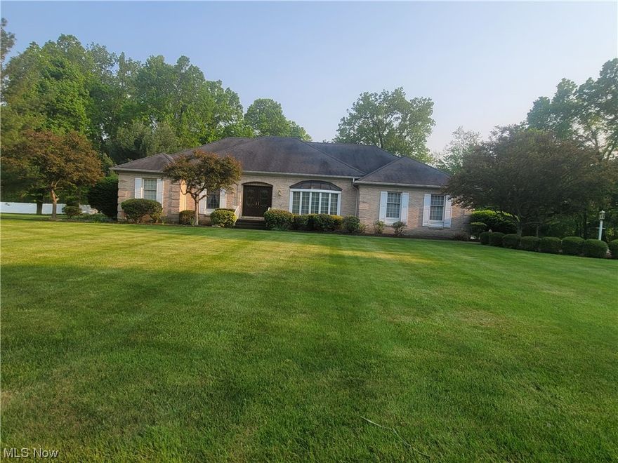 Welcome to your dream home! Enter this gorgeous brick ranch through the beautiful large wooden front double doors.  The home offers 3 bedrooms, 2.5 baths, a spacious living room area with a cozy fireplace, perfect for chilly nights. There is also a lovely living room and dining room for entertaining. The open kitchen is a chef's delight, complete with appliances and kitchen island. The sun room is bright and overlooks the private backyard. There is plenty of storage in the full  basement and could be finished for even more living space! First-floor laundry adds convenience to your daily routine. This home is equipped with a security system, providing peace of mind for you and your loved ones. With a 2-car attached garage, you'll never have to worry about walking outside to get indoors. Outside, you'll find a beautiful yard that's perfect for outdoor activities or relaxing in the sun on the patio.  Don't miss out on the opportunity to make this beautiful property your own.