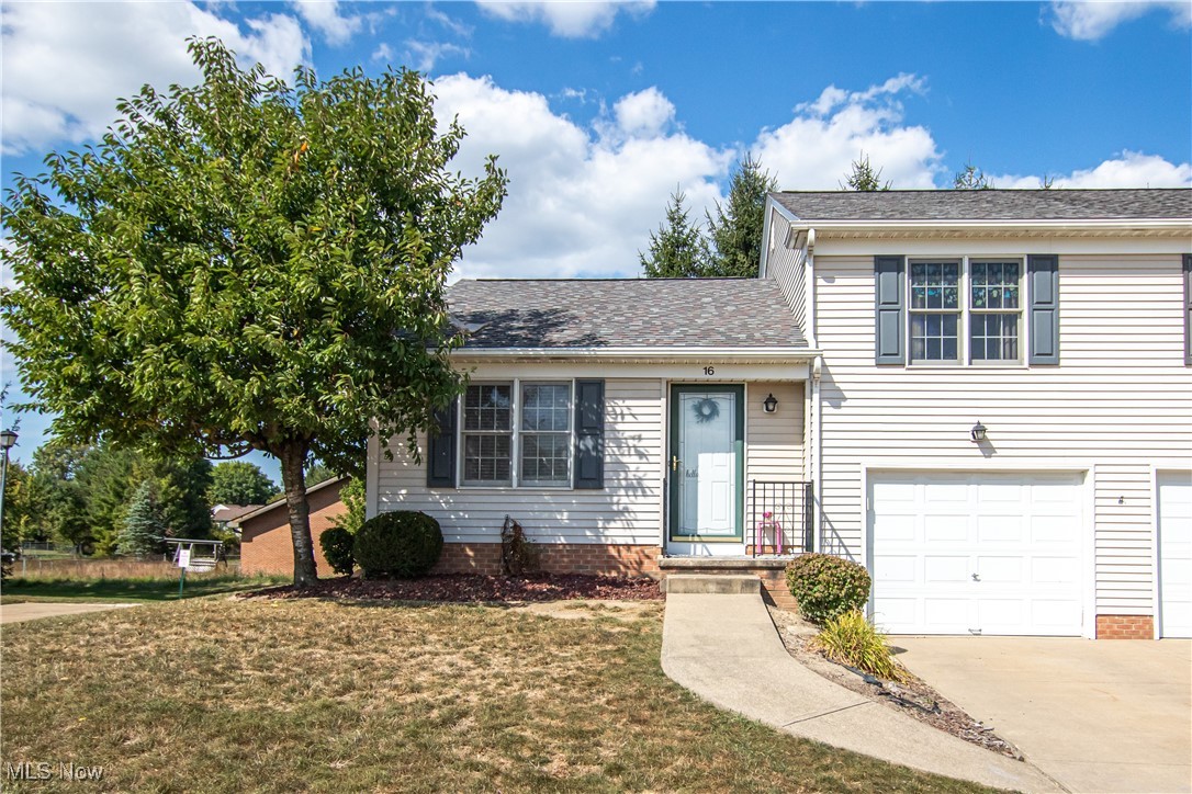 This beautifully updated end-unit condo offers the perfect blend of comfort, convenience, and style! Located less than a mile from the historic Medina Square. Featuring 2 bedrooms with 1 full & 1 half baths (the master has a half bath), this home boasts soaring high ceilings and updated flooring throughout. The open-concept first floor is filled with natural light and flows seamlessly into the dining and living areas, perfect for entertaining. Step out onto your private patio to enjoy a quiet retreat. Upstairs, you'll find two generously sized bedrooms, including a spacious primary suite with double closets and a private full bath. With an attached 1-car garage, extra end-unit privacy, and a brand-new roof (September 2025), this home is truly move-in ready. All of Medina's shopping, dining, and entertainment is right at your doorstep - just minutes from Medina Square. Don't miss your chance to make this low-maintenance gem your own.