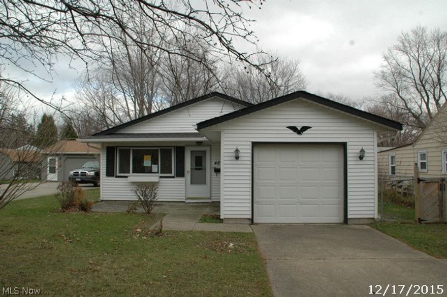 Welcome Home to this 3 bedroom 1 bath ranch.  Carpeted living room, laundry room off the eat in kitchen, 1 car attached garage and 1 car detached garage.  This is a Freddie Mac/HomeSteps property being sold as is, where is.  PUBLIC REMARKS:  This is a Freddie Mac/Homesteps property being sold as is, where is. This property is eligible under the Freddie Mac First Look Initiative through 2/28/2016 HomeSteps offers an allowance up to $500 to OWNER OCCUPANTS ONLY towards the purchase of a home warranty of their choice. POS and any repairs are the responsibility of the Buyer.