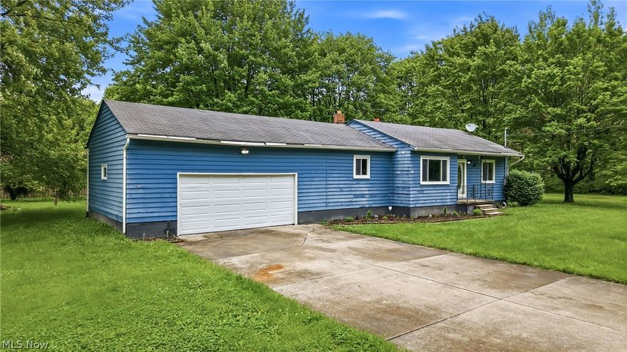 Welcome home to this charming 3-bedroom, 1-bath ranch situated on a spacious .67-acre lot in Newton Falls. Offering comfortable single-floor living, this home features a peaceful setting with mature trees, a large yard, and plenty of outdoor space to enjoy. The attached 2-car garage and full basement provide added convenience and storage. Enjoy the perfect blend of privacy and functionality while remaining close to local amenities, schools, and major routes. Whether you are looking for your first home, downsizing, or searching for a property with room to make your own, this home offers endless potential and country-like charm. A shed and playset are included with the sale. Schedule your private showing today!