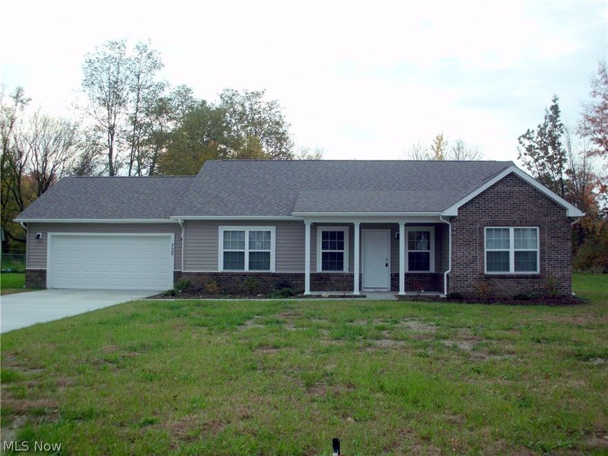 Brand new three bedroom Ranch home at the end of a cul-de-sac. This new construction home has two full bathrooms, a nice kitchen with new appliances, nice neighborhood, close to shopping and schools. Seller will contribute $2500 towards buyers closing costs. Builders warranty available. Immediate possession!