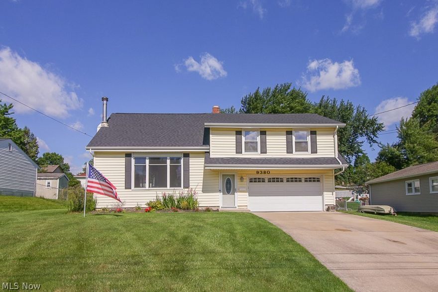 Welcome to 9380 Fairfield Drive in the Twinsburg City School District! This Beautiful & well maintained split level home has so much to offer! Updated kitchen (2017) soft close cabinets w/ slider drawers in pantry & bottom cabinets, quartz countertops, subway tile back splash, new slate GE appliances, Roof (2018) 
Central Air (2017) ,Hot water tank (2010) ,A/C & Furnace serviced July (2021). Several rooms freshly painted (2022) Spacious Living room with large bay window to allow plenty of light, Dining room with sliding glass doors, 4 spacious bedrooms with lots of closet space & storage, 1.5 bath, finished basement with fireplace, laundry, extra storage, fenced in yard with above ground pool, deck, covered patio, two car garage. Close to Twinsburg schools, library, shopping/grocery, recreational activities, bike paths/trails.  Don't miss the opportunity to join the Twinsburg Community!
