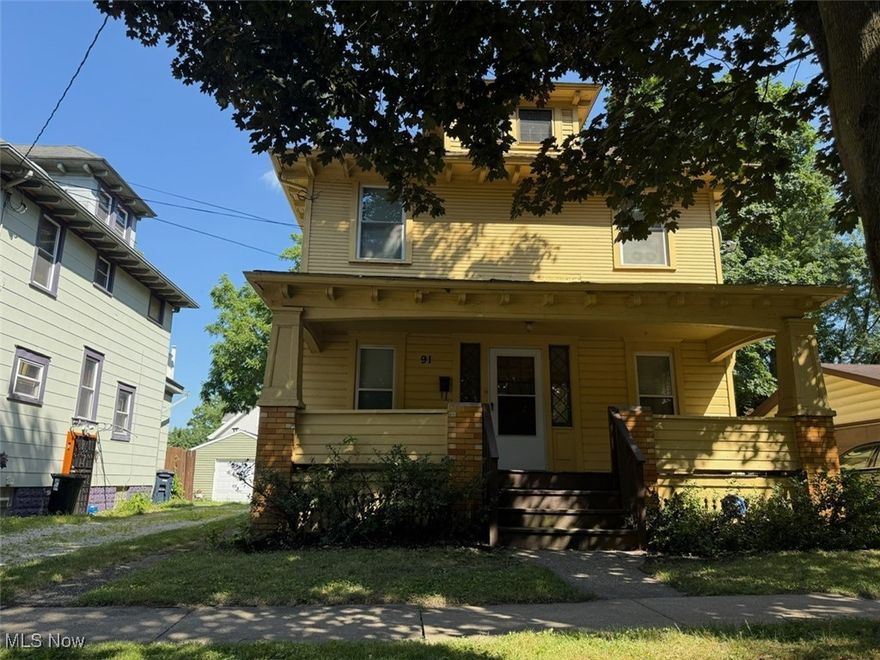 Character abounds! Move-in ready 3 bedroom 1 bathroom home features a large and inviting front porch with beautiful entry door and hardwood flooring. Plenty of room with additional 3rd story flex space. Full bathroom with clawfoot tub. Large lot with fenced rear yard and spacious two car garage. Blank canvas, make this yours today!