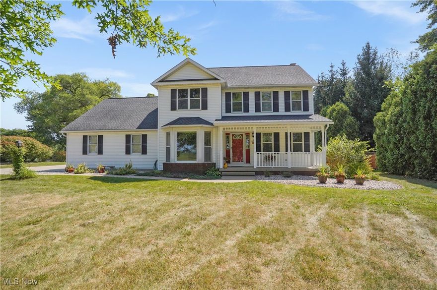 Welcome to 3403 Northampton Rd, a stunning 3-bedroom, 2.5-bathroom colonial nestled on a private 1.41-acre lot in Cuyahoga Falls. This beautiful home is bathed in sunlight throughout, featuring an open floor plan that seamlessly connects the kitchen to the family room, creating an inviting space perfect for entertaining and everyday living. The kitchen boasts updated appliances, ensuring you have everything you need to prepare delicious meals. Adjacent to the kitchen is a charming dining room, perfect for family dinners and special occasions. Across from the dining room, you'll find a versatile office/sitting room, ideal for working from home or relaxing with a good book. The spacious master bedroom is a true retreat, complete with a large master bath and a generous walk-in closet. Upstairs, you'll find two additional well-appointed bedrooms and another full bathroom, providing ample space for family and guests. Convenience is key with a first-floor laundry room, making chores a breeze. Enjoy the outdoors from the comfort of your covered front and back patios, offering picturesque views. The fenced-in area in the backyard is ideal for pets and children to play safely. The clean, unfinished basement offers great potential for customization, whether you envision a home gym, office, or additional living space. Additional highlights include a 3-car garage and meticulously maintained grounds, providing both functionality and curb appeal. Don’t miss the opportunity to make this your forever home. Schedule your private showing today!
