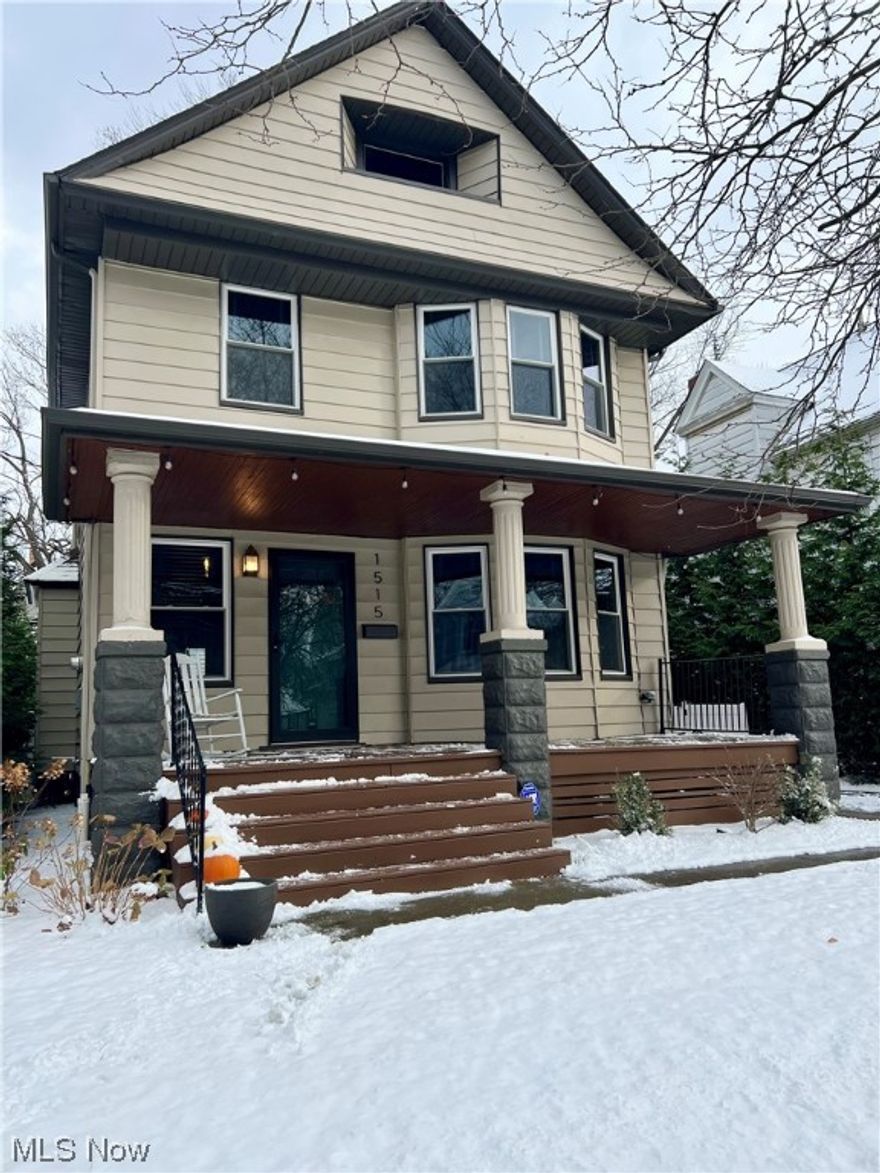 Amazing opportunity to own a well-maintained, updated & move-in ready home in Lakewood. You are greeted by the large and iconic Lakewood front porch. Enter through the front door to the living room of gleaming hardwood floors, subway tiled decorative fireplace, and open living space. The floors carry through to the dining room with direct access to the rear deck through sliding doors. The spacious and updated kitchen boasts plenty of storage, stainless steel appliances, tiled backsplash and gorgeous quartz countertops. All appliances stay! Convenient and essential half-bath completes the 1st floor. Upstairs you will find 3 spacious bedrooms with large closets that share an updated full bath. The 3rd floor walk up attic offers tons of storage or is ready to finished into 4th bedroom or extra living space. The basement offers plenty of room for laundry, storage & more. Enjoy summer nights out on the private back deck surrounded by a fully fenced in yard and a newer oversized single car garage. Updates include newer furnace & air conditioner, windows, upgraded electrical, cement driveway and walkways, garage, and roof. Basement has been fully waterproofed and is under a lifetime warranty through B-Dry Waterproofing. Other updates include newer landscaping, fresh paint, light fixtures, and vanities, new front storm door, freshly painted front porch and rear deck, and ADT security system. Schedule your private tour today!