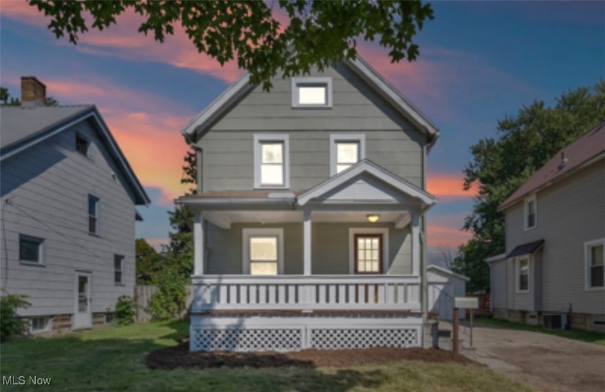 Check out this beautifully renovated 3 bedroom 1 bathroom Elyria colonial. Step onto the inviting front porch and imagine yourself
sipping your morning coffee or relaxing after a long day. This updated home features a kitchen with new cabinets, countertops, and
flooring. Enjoy an open living room/dining room combo perfect for entertaining guests and hosting holidays. Stay cool during the hot
summer months with a brand new central air system. (2024) This home also has plumbing in the basement for a second bathroom and a larger attic space you could convert into more living space. The entire home has fresh paint and flooring throughout with nothing left for you to do except move in!