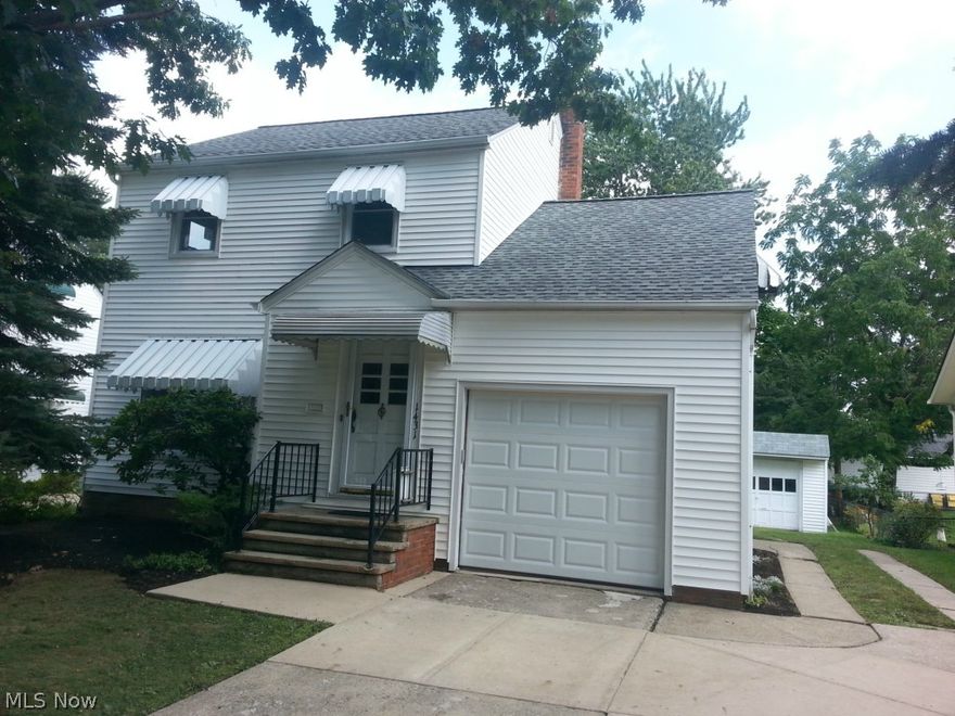 Great open floorplan on first floor! Beautiful hardwood floors throughout. Corner built-ins in dining room. Freshly painted interior, remodeled kitchen with new cabinets with soft close drawers and doors, granite counters, flooring, black appliances and all appliances stay including washer and dryer. Lovely hardwood staircase leads to three spacious upstairs bedrooms which share an over-sized full bath. Brand new windows and glass block windows, newer roof and vinyl siding. Brand new AC and Furnace carpeted rec room in basement, updated electric. There is an attached 1 car garage and a detached 1 car garage, nice covered patio. Will be point of sale compliant.