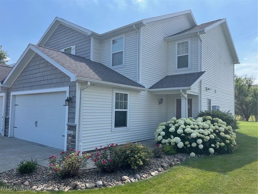 Welcome to this beautiful 3-bedroom, 2.5- bathrooms townhouse-style condo ---the perfect blend of modern touches, thoughtful design, and everyday convenience.  From the moment you step inside you'll notice the care and attention poured into this home.  The kitchen, featuring stainless appliances, granite counters and durable ceramic tile flooring flows seamlessly into dining area.  Enjoy water views from all the windows at rear of home. Master bedroom suite offers two walk-in closets, full bath and custom designed accent wall.  Two other bedrooms and second full bath complete the second level. A convenient guest half bath is on main level. Check out the convenience of a 2-car attached garage and relax on your private patio--perfect for morning coffee or summer evenings overlooking a large, picturesque pond. Added bonus is ability to access dock at Meyers Lake with seasonal dock fee. Located just minutes from shopping, dining, and quick highway access via I-77, this home makes commuting and daily errands easy. Whether you're a first-time buyer, downsizer, or anyone looking for low-maintenance living in a great location, this move-in ready condo near Meyers Lake checks all the boxes. Electronic surveillance devices on the premises.