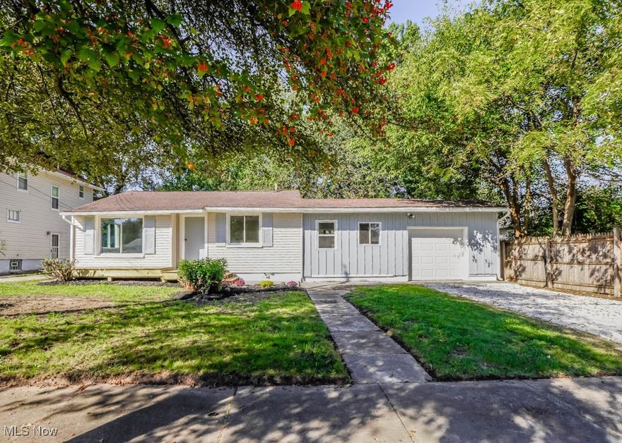 Freshly remodeled two-bedroom ranch in Ellet, ideal for a starter home or downsizing! If you're looking for an affordable and nicely updated home, you'll appreciate the new furnace, A/C, hot water tank, gutters, and electric panel in this move-in ready gem. The layout combines the living room, with a big picture window, and the dining area, accented with wainscot paneling. Step into the brand new kitchen, complete with butcher block counters, stainless steel appliances, and a shiplap backsplash. The adjacent sunroom is a perfect spot for morning coffee, with a sliding door leading to the patio and private backyard. Both bedrooms feature double closets and vinyl plank flooring, while the remodeled bathroom boasts modern fixtures and a tub with a tile shower surround. A full basement adds a laundry area and plenty of storage space. Adding to the appeal is all new flooring, lighting, front deck, garage door with opener, and some windows. Don't miss out, schedule your showing today!