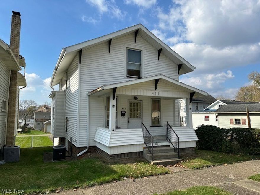 Here is a great first time buyers home. Needs a little TLC. Furnace, AC  ,and roof new within 10 years. Nice front porch.  There is a 20x20 sunroom off of the dinning room, with oak wood floors, this  could be easily made into a family room by adding a heat source or duct work, adding more livable sq footage..  There is a 2 car garage, enter thru the alley. Kitchen has lots of cabinets. Range and fridge stay. Seller are giving a one year home warranty with AMERICAN PREFERRED. Property sells as is , if repairs are required by the lender , buyer will be responsible. Seller was on homestead tax reduction, the reduction is $373 a year.