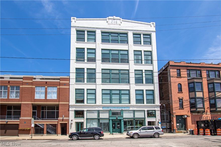 Welcome to 1951 West 26th Street, Unit #310. This condo located in the Fries and Schuele building just steps away from the best shopping, dining, entertainment, and more in Ohio City. As you enter this third-floor unit, pass by a generously sized bedroom and full bathroom, noticing vinyl wood plank flooring throughout the unit. The kitchen offers plenty of counter and cabinet space, stainless appliances, and bar seating, all overlooking the open concept living area. A dining area easily seats several guests, and the living area offers dramatic views and tons of room to relax and entertain. Step out onto the private balcony to enjoy views of the private courtyard. The primary bedroom also overlooks the courtyard, offering a private ensuite bathroom and walk-in closet. Enjoy a convenient laundry area in-unit, with a new washer. Additional updates include a new dishwasher, new storage closet doors and racks, Nest home thermostat, security, digital front door lock, and smoke/CO detectors.