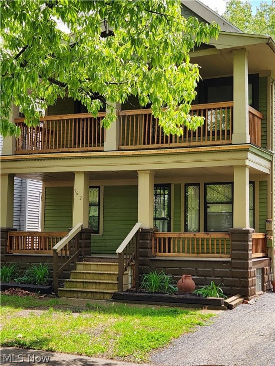 This property is a two-family residential property located at 9612 Lamontier Ave, Cleveland, OH, 44104. Each of the two units have 2 bedrooms and 1 bathroom, with separate dining room, living room and family rooms. Both units also have a private front porch and enclosed back porch. New hot water tanks for both units (April 2024) and the roof is less than 10 years old (2018). There is a 3rd floor that offers the potential for additional income. Both units are currently vacant, similar properties in the area are renting for over $1000 per month. This investment property is primed for immediate occupancy or rental, offering a hassle-free opportunity for savvy investors or those seeking a move-in-ready multi-family living arrangement. Don't miss out on this gem—it's ready to start generating returns! Located close to Opportunity Corridor, The Cleveland Clinic main campus and the RTA bus and rapid lines. Less than 2 miles from Shaker Square.