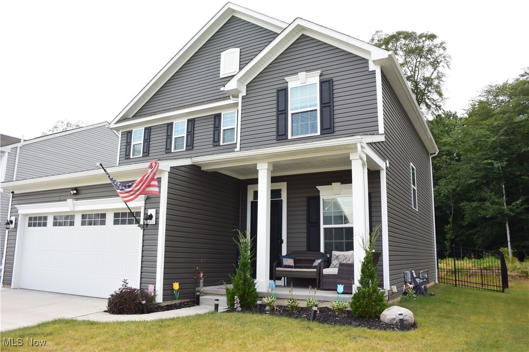Step into this nearly new Colonial, ideally located in Kent and part of the Stow-Munroe Falls School District. Built in 2023, this 2-year-old home features a spacious, open floor plan that seamlessly blends modern design with everyday comfort.4 bedrooms, 3.5 bathrooms, and a finished lower level
The heart of the home is the chef's kitchen, boasting upgraded stainless steel appliances, granite countertops, abundant cabinetry, and a massive 12x15 island perfect for entertaining. The bright dining area opens to a backyard oasis featuring a pergola-covered deck and a fully fenced yard with elegant, wrought-iron-style fencing, ideal for relaxing or hosting guests.
The open-concept great room flows effortlessly from the kitchen, while a mudroom offers practical storage for daily essentials. The finished basement includes a full bathroom and a flexible room ideal for a home office, guest suite, or fifth bedroom.
Upstairs, you'll find four generously sized bedrooms, including a luxurious owner's suite with a double vanity. A second-floor laundry room, complete with washer and dryer, adds ease to your daily routine.
Upgraded LVT flooring throughout most of the first floor enhances the home's stylish appeal.