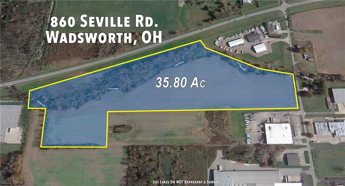 35.8 acres for sale on RT 57 in Wadsworth, Ohio, also near I-76. Property is zoned industrial and is located next to heavy industrial area. Many Possibilities.