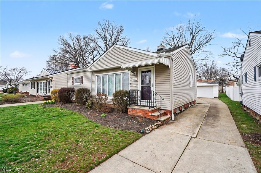 Welcome to your new home! This lovely 3 bedroom, 1 bathroom ranch is move in ready, but is waiting for a new owner to make it their own. As you step into the front door, you will walk into a living room beaming with natural light, flowing directly into a kitchen that was updated in 2021. This eat-in kitchen is stocked with stainless steel appliances, granite countertops, tile backsplash, and plenty of storage. The three bedrooms provide space for a home office, guest rooms, and plenty of space to grow into, while the bathroom was also updated in 2021, it includes a durable ceramic tub/shower combo and tile flooring making for easy upkeep. The basement adds even more space for storage, or you can use as a recreational room. Lastly, the backyard with a concrete patio,
retractable awning, and the 2 car detached garage. We can not forget the location of this home either, with convenient access to major freeways, local parks, along with shopping and dining at Willoughby Commons. Don't miss this opportunity to make this house your own!