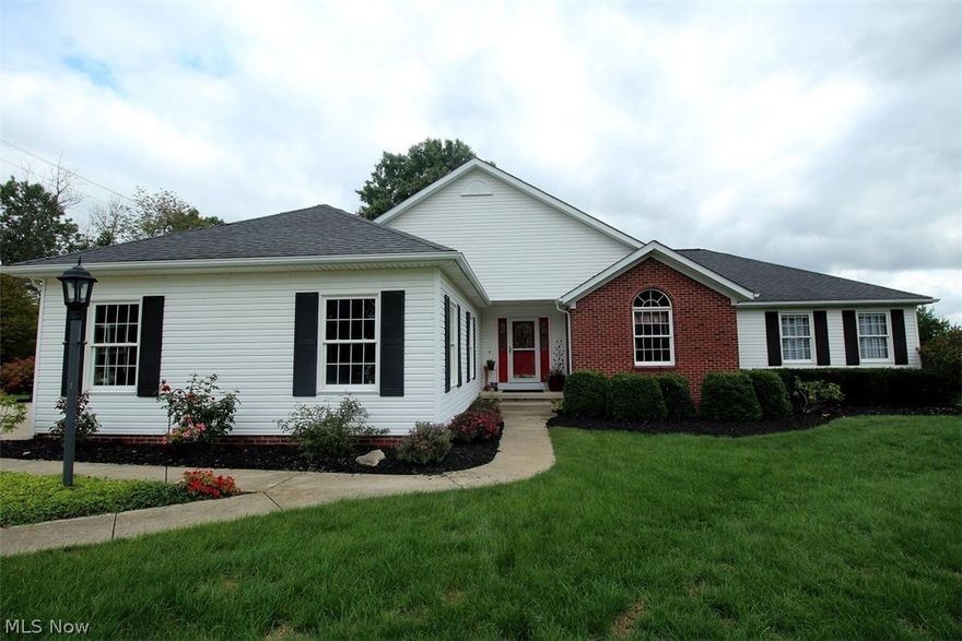 Exceptionally Well Cared for Ranch in Hunters Woods Estates Where Homes Rarely Come to Market!  Come Relax and Enjoy Simplicity of Living With A Beautiful First Floor Open Floor Plan. The Large Vaulted Great Room will have you Wanting to Snuggle into Your favorite Chair Cozy by the Gas Fireplace Flanked by Windows on Both Sides to Enjoy the View of Just Over an Acre of Outdoor Space.  Kitchen Is Sure To Impress With New Granite (2013), Hdwd Floors, Double Pantry Cupboards,  AND Shiny Stainless Steel Appliances as Sellers are leaving Buyers with a Complete Kitchen here.
Dining is an Extension of Kitchen and Continues to Flow Right Out to Large Deck and Patio For Wonderful Ease of Entertaining Guests Inside and Out.  Huge Master Bedroom with Tray Ceiling and On Suite With Walk In Closet, Jet Tub, Separate Shower, Linen Closet and Double Vanity. First Floor Laundry Makes doing the Chore A Bit Better With Cupboards, Wash Sink, and Custom Table Install For Folding.  No Disappointment in Si