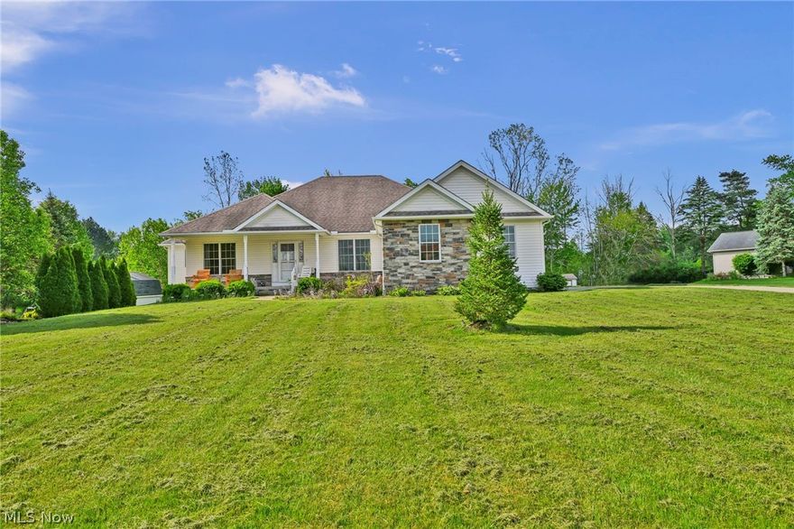 This beautiful 2013 custom built ranch in Valley City sits on a one-acre lot. It offers three bedrooms on the first floor, two and a half baths. Included in the master suite we have a trayed ceiling, private bath, soaking tub, and walk-in shower. The home features hardwood floors in the foyer, dining room, and office. Six-panel doors, and Pella windows Throughout. The large kitchen boasts ample cabinet, and counter space, a breakfast bar, and an eat-in area. There’s an office, a formal dining room with a trayed ceiling. Convenient first floor laundry room with newer washer and dryer. The living room includes a gas fireplace and leads out to a covered 172-square-foot composite deck. The lower-level walkout includes additional living space, another bedroom, and a full bath. Ideal for an in-law suite, or guests. Large workshop area that could convert to a functional kitchen. The other half of the basement has additional storage and a new High-efficiency Reem 50-gal water heater. Central vacuum system. 18K Generac generator for your peace of mind. Park like setting with a wooded view. Shed and garden area. Don't miss this one!