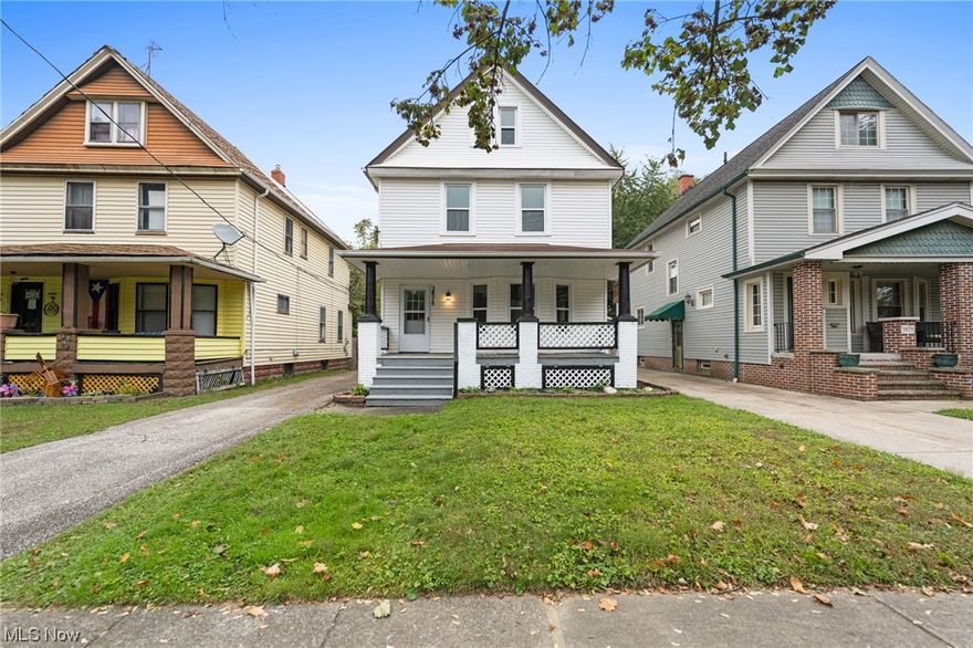 Welcome to 3875 W 38th St! The Inviting front porch greets you and leads you into a spacious living room with hardwood floors and a large bay window bringing in lots of natural light. A beautiful columns entryway leads you into the formal dining room with built-in cabinets and a window seat, the perfect place for all your dinner gatherings. A modern kitchen with white cabinets, granite countertops, subway tile backsplash, oversized stainless-steel sink, stainless steel stove, and fridge; included. The second floor with three bright bedrooms with closets and a full bathroom with a tub and ceramic tile tub surround. Your living space extends into a finished attic with lots of possibilities. Lower level with a full bathroom with a walk-in shower, glass block windows throughout, laundry, and storage area. Fully fenced-in rear yard with a deck and shed. Detached two-car garage. Recent updates include all new vinyl windows, refinished hardwood on first floor, new vinyl flooring in kitchen and bath, new carpet in bedrooms, fresh interior paint, new rear deck, front porch scraped and painted, new kitchen cabinets, granite countertop, backsplash, faucet, appliances, new washer and dryer, new electric outlets, fixtures, switches and lighting, completely updated bathroom including tile shower, vanity, mirror and lighting. Great location close to Cleveland Metropark Zoo, restaurants, and shopping. All you have to do is move in. The owner is a licensed agent in the state of Ohio.