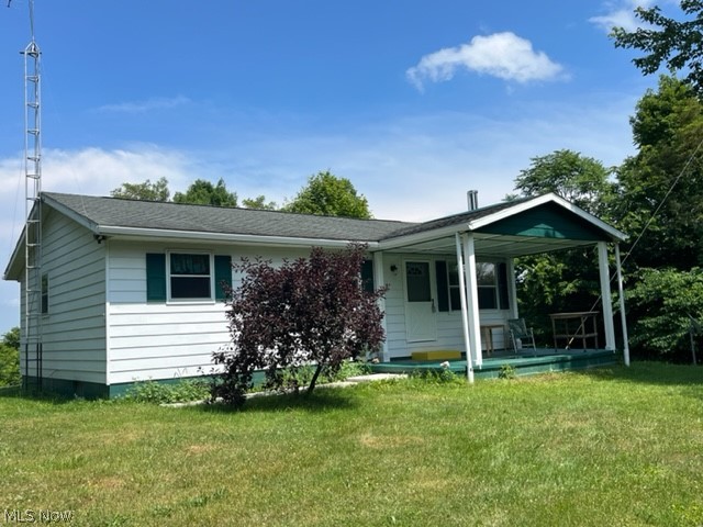 Beautiful Country Setting! Well-kept ranch home sits on 0.64 acre with 32x36 pole building and small shed. Enjoy your home from the covered porches, nice wooded lot. Located in Franklin LSD. Home features open concept with living room opening into oak eat-in kitchen. Home has two bedrooms, full walk-out basement with 200 amp electric and electric furnace and wood burning furnace. Interior freshly painted with many new floor coverings.
