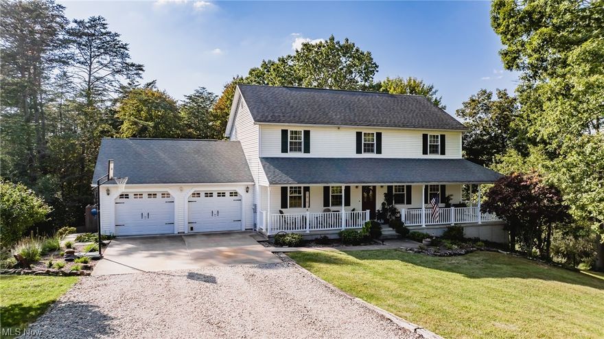 Discover the essence of serene country living at 5481 North Torch Rd, Coolville, Ohio. Priced at $379,900, this magnificent property offers an idyllic retreat on 6.5 acres of lush landscape. Built in 1999, this expansive 3000 square-foot colonial/country style home boasts three bedrooms and four bathrooms. With oak trim and cathedral ceilings, it exudes timeless elegance. The heart of the home is the spacious kitchen with hickory cabinets, adjacent to the formal dining room. A laundry room on the first floor adds convenience to your daily routine. French doors from the family room lead to a large raised, partly covered deck, perfect for relaxing or entertaining. Perennial flowers bloom every year, enhancing the natural beauty of the surroundings. Additional features include a 12 x 16 storage barn with a loft, a fire pit, and a peaceful walking trail through the woods. The house is set 250 feet off the main road, offering privacy and tranquility. Notable updates include a new HVAC system in 2019 (heat pump and furnace with backup propane furnace), a water softener in 2018, and updated appliances in 2020. Conveniently located 2 miles from the highway, 10 minutes to Belpre, and 25 minutes to Athens, you'll enjoy easy access to amenities while relishing the peaceful, quiet country setting. Don't miss this opportunity to own a slice of paradise in Coolville, Ohio. Your dream home awaits!