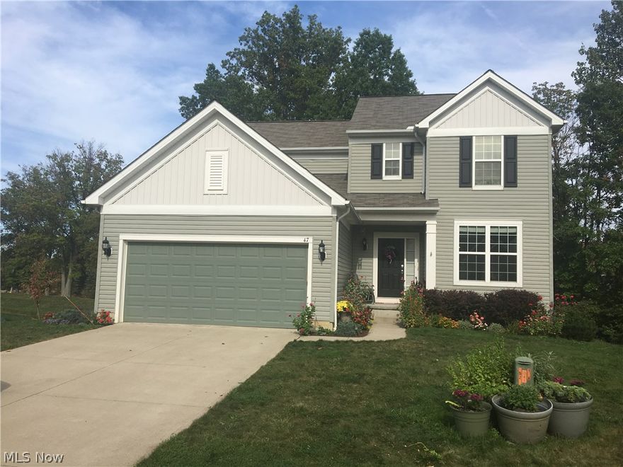 Elegant home well located in beautiful Copley on the cul-de-sac of a quiet allotment  with quick access to Rte 18 And rte 77. The back yard features a deck and stone patio with views of a peaceful pond perfect for relaxing in the evenings or soaking up sun rays.   The open floor plan with gas fireplace on the main level is designed for entertaining. The den on the main floor could also be used as formal dining room. Enjoy family dinners in the large eat in kitchen. To round out the main level we have a half bath plus an office that can be used as a fourth bedroom. Three bedrooms, 2 baths including en suite,  a sitting area, and laundry room are all on the second floor.  There is a  master suite complete with large walk in closet , Garden tub, separate glass shower, and double sink vanity.  The basement has 9 ft ceilings and is plumbed for bathroom  design of your choice. No scraping your windows any more, park 2 cars in this garage and still have room for storage. Don't miss out on thi