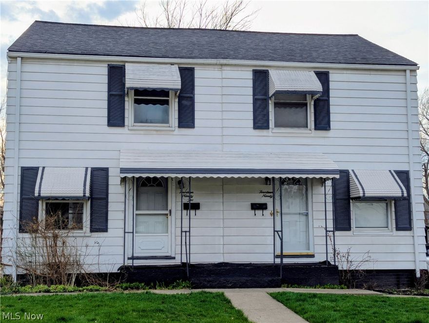 Here's your opportunity as an owner-occupant or investor to buy 1492 E. 250th Street, Euclid, a side by side home dwelling. The adjacent unit, owned by same owner may also be offered for sale in the near future.  Freshly painted thru out & move-in ready this home has 2 nice sized Bedrooms, updated Bathroom with Tub/Shower. A modern floor plan, there's a spacious Living Room that opens to the bright & pleasant Eat-In Kitchen / Dining area with new flooring and ceiling fan. The lower level is partially finished for additional living & storage space with a separate Laundry Room.  This home is full of benefits, aluminum sided, newer windows & doors, a nice, large fenced in back yard with a beautiful rear deck.  Conveniently located minutes from I 90, shopping, public transportation, easy commute to Downtown CLE or uptown locations, this home is a great buy! Buyer to assume any City violations or repairs.  Please do not disturb the adjacent tenant.  Call to schedule your showing today.