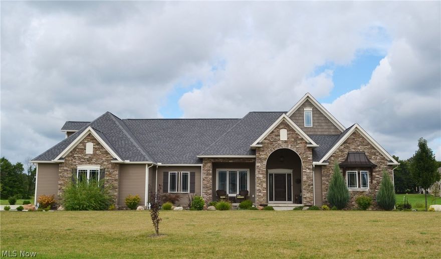 Builder owned home in Sharon Township and part of the Highland school district. This ranch style home sits on a two acre lot with a beautiful backyard water view. The home has three bedrooms and a spacious upstairs bonus room with full bath. The kitchen has an attached eating area that easily accommodates a table for eight. Both the kitchen and master shower have radiant floor heating. Off of the kitchen is an office/dining room as well. All bedrooms have walk-in closets and many of the rooms have vaulted ceilings. The house runs on a geo-thermal system and/or gas through dual furnaces ( both with Aprilaire) and is equipped with a Generac back-up generator. A few other conveniences you may not notice at first glance are the solid core interior doors, wood casement windows, elongated comfort height toilets, sound insulation on key interior wall, and beautiful sunset views!