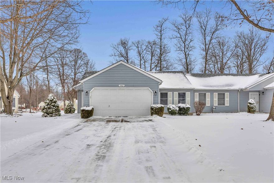 Welcome to this adorable, freshly painted, ranch condo situated on a quiet street waiting for its new owner. Enjoy low maintenance living here, HOA does your landscaping and snow removal! This inviting home features high ceilings that create an open and airy atmosphere, complemented by a well-appointed kitchen with elegant granite countertops, a new garbage disposal(2025), and sleek stainless steel appliances(refrigerator 2025/stove 2024). The residence boasts two spacious bedrooms, one with a walk in closet as well as two full baths, including one with a brand new toilet. Recent updates include a new furnace installed in 2022, a new AC unit in 2025, and a new garage opener in 2024 for the attached two-car garage. Enjoy the tranquility of the sunroom and the outdoor patio, perfect for relaxing or entertaining. The property backs up to a picturesque pond, providing a beautiful and peaceful backdrop to everyday living. This condo is a perfect blend of modern upgrades and natural beauty, offering a delightful place to call home.