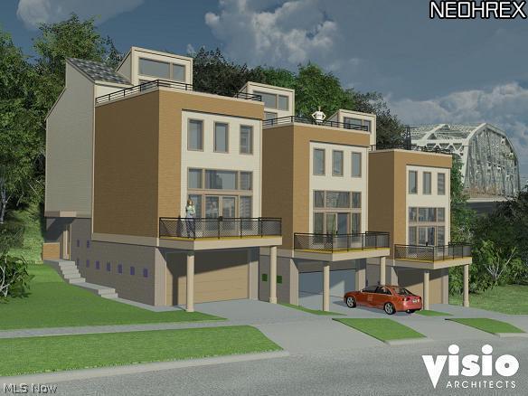 Amazing contemporary single family home to be built with up to 4 bedrooms, roof deck and incredible downtown views. Great location within walking distance to West Side Market, RTA Rapid Transit and all of the great shops and restaurants on West 25th Street! Eleven foot ceiling in great room with hardwood floor, huge windows and balcony. Large master suite with walk in closet and glamour bath. Two other bedrooms could be a first floor office and loft area overlooking great room. Nice size laundry room on bedroom level. Huge roof deck 16x19 off of third floor bonus room. Third floor includes attic area for storage. 2 car attached garage under living space. Green built to Energy Star standards for high efficiency and low utility bills! 15 year tax abatement!! Builder open to customization. Easy access to all highways, downtown, Ohio City, Tremont, Gordon Square and University Circle.