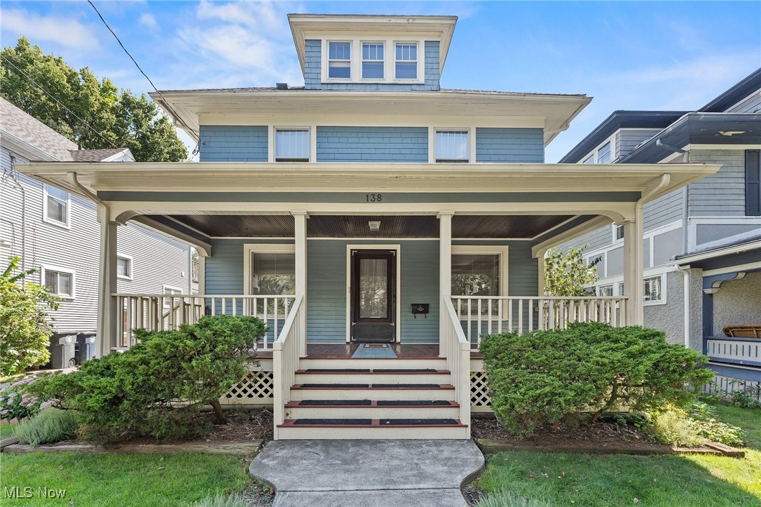 Welcome to 138 Marvin Avenue, a colonial home located in Akron, Ohio. This charming residence features 4 bedrooms, 1 bathroom, and over 2,000 square feet of living space. The exterior showcases a beautifully covered front porch, setting a warm and inviting tone. As you enter through the front door, you're greeted by a living room adorned with gleaming woodwork and hardwood flooring that extends throughout the home, complemented by a cozy brick fireplace. Pocket doors lead from the living room to the dining room, which boasts built-in shelving and leaded glass windows. The kitchen features tile flooring, a complete suite of older appliances, and a pantry for additional storage. It also provides convenient access to the backyard, perfect for outdoor entertaining. Adjacent to the kitchen, the family room is a welcoming space with built-ins and a second brick fireplace. The upper level comprises four comfortable bedrooms and a full bathroom, while an additional spacious loft on a second upper level offers versatile possibilities for use. The spacious lower level adds additional storage space along with the laundry area. This lovely home wont last long!