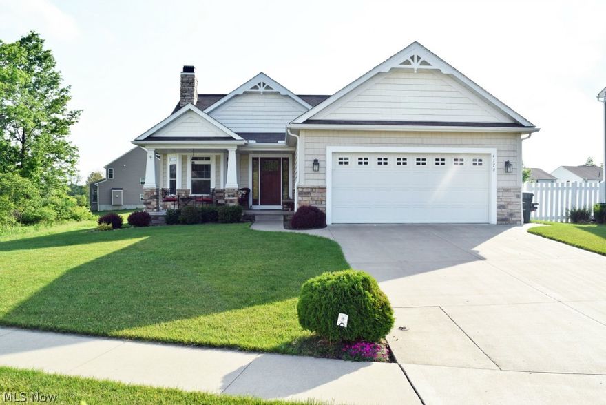 This Stonehaven Homes custom built split bedroom ranch in the Craftsman style features a bayed great room with transom windows, formal dinning room, 13 course full basement, front & rear covered porches, vinyl/stone/shake exterior. Gorgeous maple kitchen. 8.5' high ceilings. Great design and quality throughout! Quality ranches are hard to find don't wait until it's sold! Call today to schedule your showing!