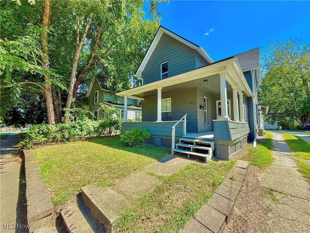 Welcome to 387 4th St NW in Barberton – a charming and move-in ready home with the perfect blend of character and modern updates! Relax and enjoy the partial wrap-around front porch or the private rear porch, ideal for morning coffee or evening reading. The spacious first floor features a bright living room, bedroom and full bath, making it convenient for guests or single-level living. The modern kitchen comes equipped with a refrigerator, range, and dishwasher, and flows nicely into the living areas. Upstairs, you’ll discover two additional bedrooms, another full bath, and a versatile bonus area that would make a perfect office, walk-in closet, or hobby space. This home has been thoughtfully updated with newer bathrooms, windows (2022), roof, furnace, and central A/C, giving you peace of mind for years to come. Outside, the rear of the home offers ample parking and room to spread out.
Charming, practical, and updated – this home is ready for its next owner to love. Don’t miss your chance to see it!