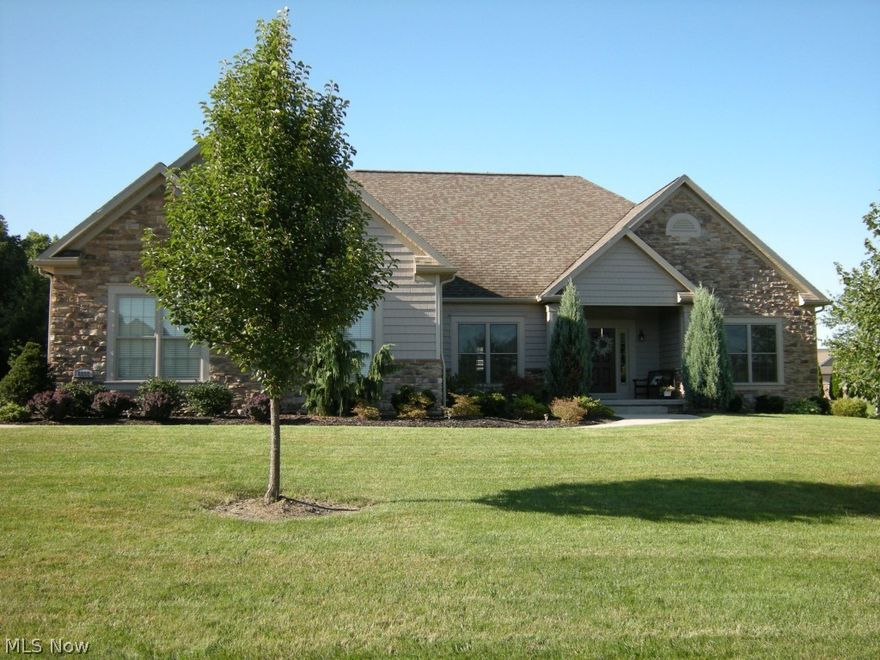 Welcome to this quality built , very cool, custom built home ranch!!!  Conveniently located in Jackson Twp. Very open floor plan with foyer entry open to great room with fireplace, formal dining ( currently used as living rm), office and fabulous kitchen/dining area with stainless appliances, granite, hardwood floor and loads of counter and cupboard space.  Doors to lovely patio and pergola and nicely landscaped lot. Split bedroom design-master suite with walk-in, bath with jacuzzi tub and tile shower - double granite vanities. 1st floor laundry, 2br/full bath with granite other end of home for privacy.  Beautifully decorated and maintained throughout. Lots of storage! 3 car side load garage - this home is convenient to schools, shopping, parks, library, ymca!! Built by Memmer Homes. You will love it!