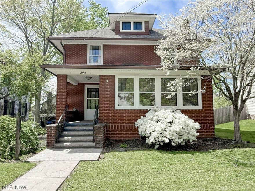 Charm wraps around you the moment you arrive at this beautiful all-brick 3-bedroom, 1.5-bath home nestled in the heart of Salem. Inside, natural woodwork and 8" baseboards give the home its classic elegance, beginning in the spacious living room featuring crown molding and a brick gas fireplace centered between built-in bookshelves. A sunroom with gorgeous hardwood floors, a wall of windows, and built-in display cases offers the perfect spot to relax, while the formal dining room has the same beautiful hardwoods, crown molding, and 8" baseboards—ideal for entertaining. The kitchen is equipped with oak cabinetry, laminate flooring, and all appliances including a stove, refrigerator, microwave, and dishwasher. A convenient first-floor laundry and half bath complete the 1st floor. Upstairs you’ll find a primary bedroom with hardwood floors, a second bedroom with a walk-in closet, and a third bedroom with access to a walk-up attic, along with a full bath offering a tub/shower combo and a linen closet. The basement includes glass block windows, while major updates provide peace of mind with a furnace and central air installed in 2021 and a new roof in 2024. Outside, enjoy a fenced backyard, stamped concrete patio, additional yard space behind the garage, and a 2-car detached garage—making this home a wonderful blend of character, comfort, and location.