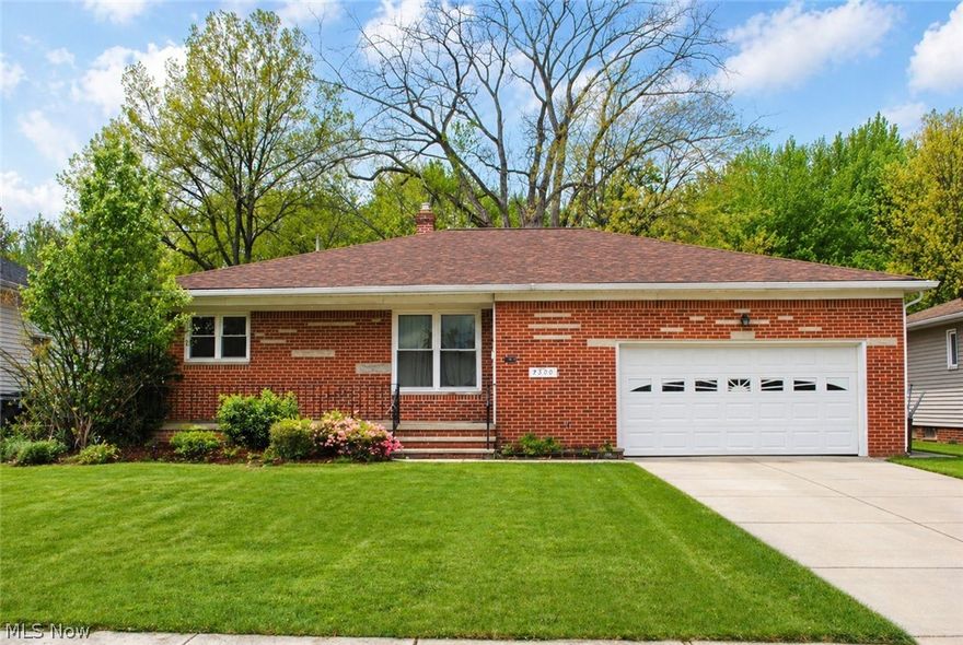 Fantastic Brick Ranch home in a desired neighborhood is certain to impress.  Gorgeous hardwood flooring throughout.  Warm living room opens to dining room with custom built in cabinets.  All bedrooms with good size closets.  Large, eat in kitchen.  1st floor full and half baths are both newly remodeled.  Basement includes recreation room with cool vintage bar, workshop room, laundry area and loads of storage.  New furnace 2026.  Newer roof 2023.  Updated electric 2023.  Oversized 2 car attached garage.  Enjoy the front porch or fenced backyard that overlooks woods for added privacy.  Great location just minutes from shopping, restaurants, airport, I480 & I71.  You've found it... call agent today.