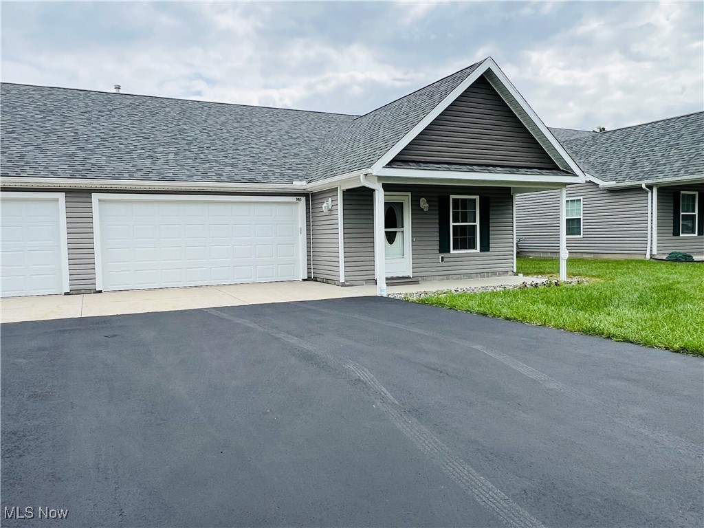 Exceptional Quality explains this 3 Bedroom, 2 Bath Ranch Style Premium 2021 Built Condo! Open Eat-In-Kitchen offers Bright and Airy Feeling, offers Gray Cabinets (with some pull-outs) Laminate Countertops, Gorgeous slate mixed/textured backsplash, Ambiant lighting above cabinets, Newer (2021-2024) Stainless-Steel Appliances & Farmhouse Sink to Boot! Open Living Room with Luxury Vinyl Tile Flooring, Light Painted Walls throughout! Down the Hallway to Guest Bath with shower/tub combo! Conveniently located Laundry Room/ Utility which includes added Gray Cabinets, GE Washer/Dryer Combo unit all in One! Master Bedroom w/Large closets, Ensuite Bathroom with Walk in shower! 2 More nicely sized Bedrooms (One with updated Picture Window overlooking the Beautiful Pond out back and all that Nature has to offer! Attached 2 Car Garage with shelving that stays, and a "GENERAC GENERATOR" as a BONUS! Newly Paved roadway on Alexander Dr and driveways too! Close in proximity to SPIRE and Route 90 Freeway! Make an appt today!