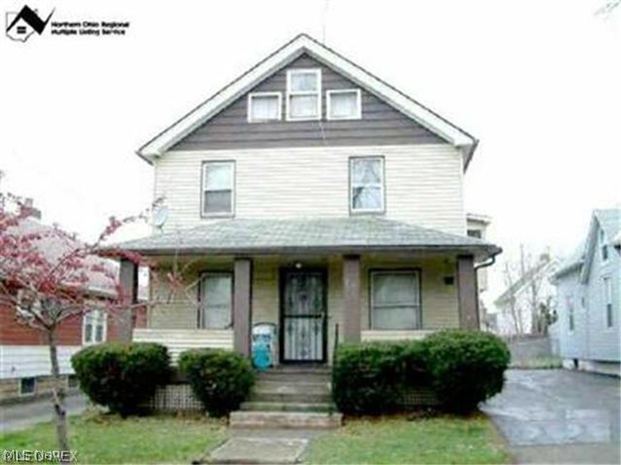 Investment opportunity just waiting for a little TLC.  Both units already producing income.  Unit #1: is the larger unit and has great brick and wood accents.  Both: Kitchens with deco-ceilings.  Enclosed porch.  Furnace less than 10 years old.  Attic is finished with usable space.  Basement is finishable.  Good locale, near cities of Garfield Heights and Independence.  Near public transportation, hospital, parks, Mill Creek, groceries, shopping, restaurants.  On dead end street.  Take possession NOW- seller relocating.  Send all offers.