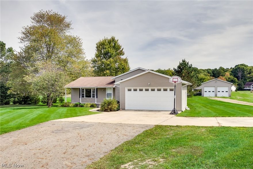 This property qualifies for a 0% down payment!! Tri-level built in 2000 is polished up & ready for immediate occupancy! Entire house painted and carpeted recently! There's plenty of room w/ 4 beds & 3 full baths! Kitchen & living room feature an open floor plan for your entertaining delight! 3 beds upstairs include the master suite w/ full bath along w/ hallway full bath for the 2 other beds! The LL includes the 4th bedroom (great home office too!), full bath, & spacious family room. One more level down to the basement that offers plenty of storage space & laundry area. 2 car attached garage & 2+ detached garage! 26x32 detached garage features (2) 10x10 doors, 12'6 ceiling, electric service, & a lean to for more storage! All this beauty sits on a 1.67 acre parcel! Includes back up generator! Many recent updates! Septic & well were tested & PASSED! Home warranty included!