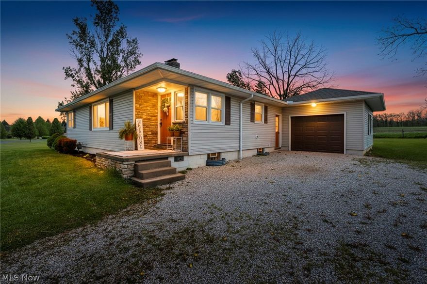 Enjoy the best of both worlds with this inviting rural retreat, perfectly situated just minutes from all the conveniences of the city. This well-maintained 3 bedroom, 2 full bath home offers a warm and welcoming layout with an open-concept de3sign that seamlessly connects the kitchen, dining area, and family room. Ideal for both every day living and entertaining. The bedrooms feature beautiful hardwood flooring, adding timeless charm and character, while the finished basement provides additional space perfect for a recreation room, home theater or gathering area. Step outside to the enclosed back patio, an ideal spot to relax and unwind while enjoying peaceful evenings in a private setting. Every detail has been thoughtfully cared for, making this home truly move-ion ready, just bring your personal touches and settle right in. If you're looking for tranquil surroundings without sacrificing proximity to shopping, dining and every day amenities, this property offers the perfect balance.