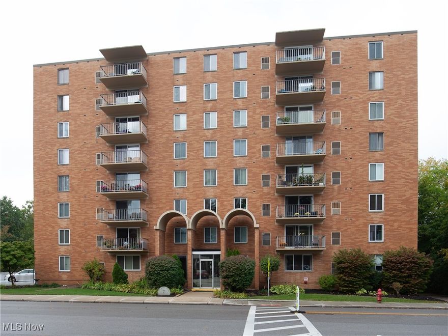 BEAUTIFUL LOCATION on the edge of the Metroparks! Adorable 1-bedroom high-rise condo located in the heart of Berea in the Baldwin House. This beautifully maintained 7th floor ranch style condo affords a fantastic view of the square with plenty of natural light in both the living room and bedroom. Brand new refrigerator and dishwasher, complete with warranty information and newer HVAC unit. The entryway features a coat closet and the kitchen has plenty of counter space and cupboard storage. The living room and kitchen are separated by an open breakfast bar that has pantry storage/shelving under the counter. The bathtub and shower were remodeled in 2022 and are currently under warranty. A storage locker is provided to residents as well as shared coin operated laundry facilities, keyed access mailboxes in lobby. Garage spaces are $25/month but require being on a waitlist. Walking distance to community events on the square, library, coffee shops, rec center, local restaurants, airport, Coe Lake and the Metroparks. No smoking/smoke free building. Owner occupancy only, no leasing. Entry to building is by key or buzzing someone in from inside the unit. HOA fees cover association insurance, exterior building, gas, heat, property management, reserve fund, sewer, snow removal, trash removal and water. Owner pays electric, cable/internet. This condo is ideal for a first time homebuyer or those wanting to downsize and enjoy the convenience of condo living and the charm of Berea.