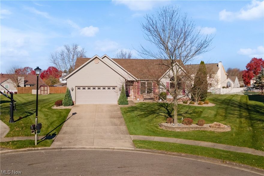 One owner 3 bedroom / 2 bath ranch has been meticulously maintained and almost everything has been updated!  The home sits at the end of a cul-de-sac in a neighborhood with sidewalks!  Owners have added a large 4 season room off the back of the home, a whole house generator that automatically kicks on when needed for peace of mind.  The 2 car garage is heated and has hot & cold water.  The spacious kitchen has all updated appliances and an abundance of cabinets and pantry space.  The great room it very open, has a cathedral ceiling, gas fireplace and built in surround sound system that stays.  This ranch has both a formal dining room and a dinette/breakfast area that is open to the kitchen, so you can host lots of house guests for dinner.  Updates include all the flooring in the foyer, great room, dining areas, kitchen, 4 season room and bedrooms in the last 3 years, all new windows with interior blinds 2014 (no cleaning blinds at this home!), Roof 2010, Central Air replaced 2021 & hot water tank 2016. Exterior landscaping beds have stone, no need to mulch every year, and a sprinkler system to keep your grass looking great all summer long!  The lower level is partially finished with a huge family room/recreation room, office or craft room plus lots of storage space in the unfinished area.   Hurry this one will not last!